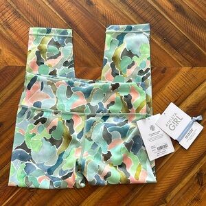 NWT Girls Athleta Capri Leggings L 12 Green Print